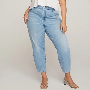 GOOD AMERICAN good mom jeans light wash tapered high rise light distressing